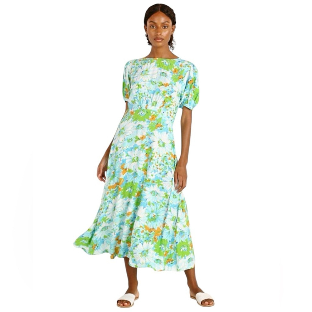 FAITHFUL THE BRAND Beline Floral Midi Summer Dress in Sz S
